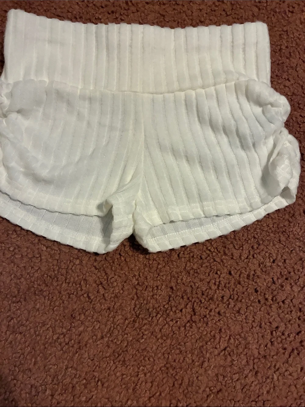 Women's Shein Ribbed Knit White Lounge Shorts, Medium